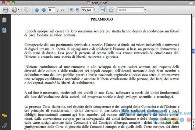 Giao diện chính của phần mềm Adobe Reader cho Mac