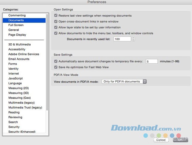 Một số lựa chọn cài đặt