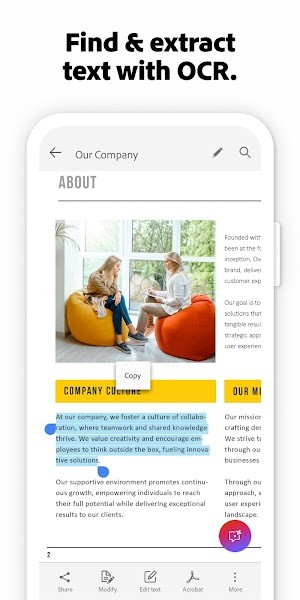 Tìm kiếm, đánh dấu, lựa chọn văn bản trong Acrobat Reader