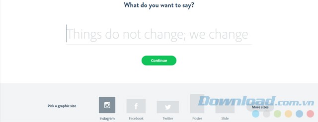 Giao diện chính của ứng dụng web thiết kế đồ họa chuyên nghiệp Adobe Spark Post