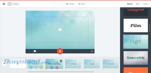 Thỏa sức tùy chỉnh phông nền, thêm giọng nói và nhiều thứ khác khi dùng ứng dụng web Adobe Spark Video