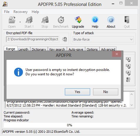 Advanced PDF Password Recovery (APDFPR)