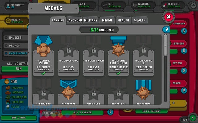 Mở khóa các loại huy chương trong game nhấp chuột cho máy tính AdVenture Communist