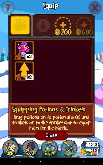 Nâng cấp nhân vật trong game Adventure Time Puzzle Quest