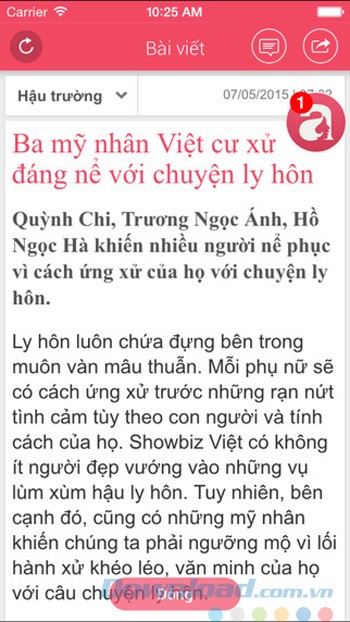 Giao diện đọc báo