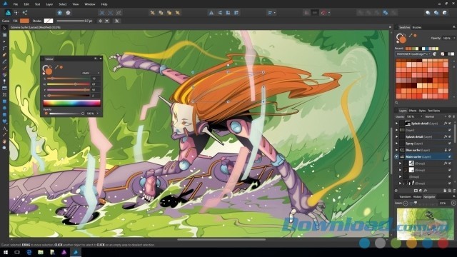 Giao diện chính của phần mềm thiết kế đồ họa Affinity Designer cho máy tính
