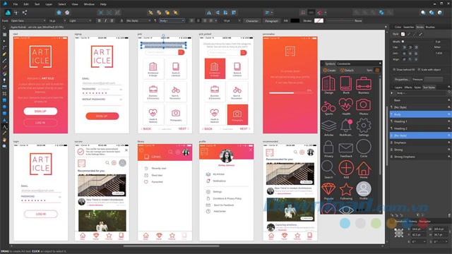 Giao diện Affinity Designer