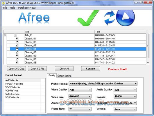 Afree DVD to AVI DIVX MPEG WMV Ripper