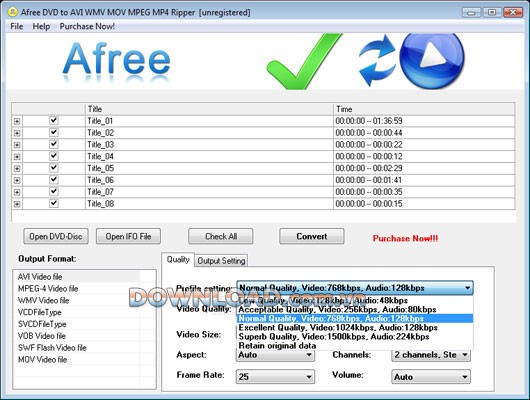 Afree DVD to AVI WMV MOV MPEG MP4 Ripper