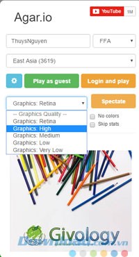 Lựa chọn chất lượng đồ họa