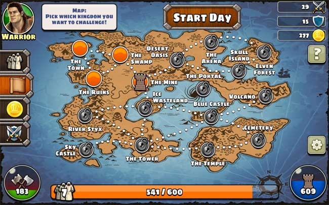 Bản đồ trong Age of Castles: Warlords