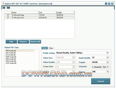Aglare MP3 AAC AC3 AMR Converter