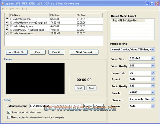 Agree AVI WMV MPEG ASF 3GP to iPod Converter