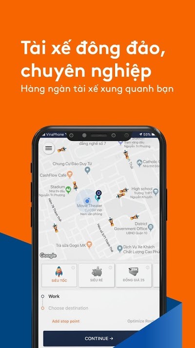 Tận hưởng tài xế chuyên nghiệp của AhaMove