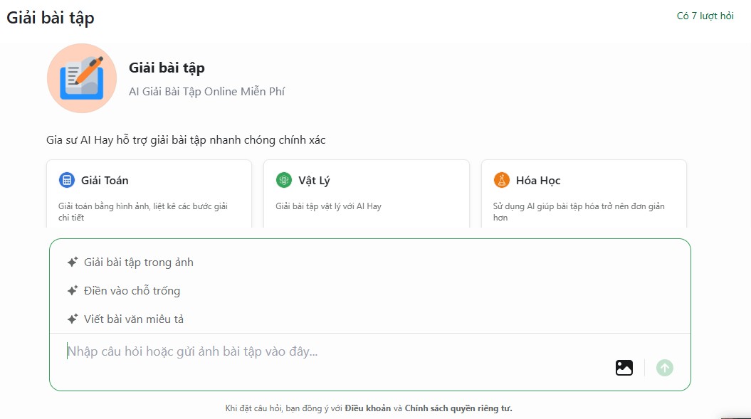 Giải bài tập bằng AI Hay