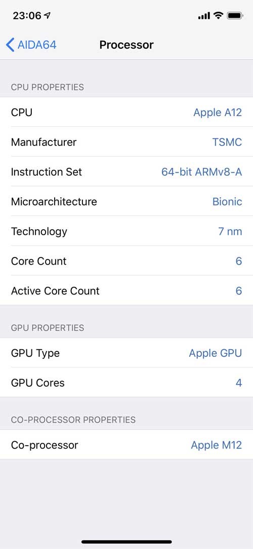 AIDA64 cung cấp chi tiết cấu hình phần cứng trên thiết bị iOS của bạn
