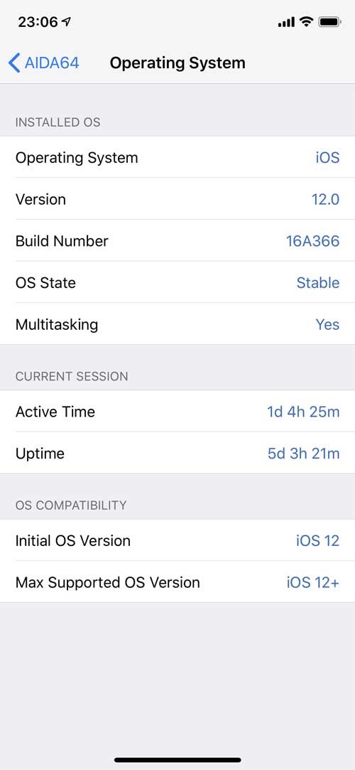 Thông tin về hệ điều hành