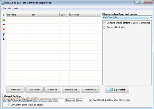 Ailt XLS to TXT Text Converter