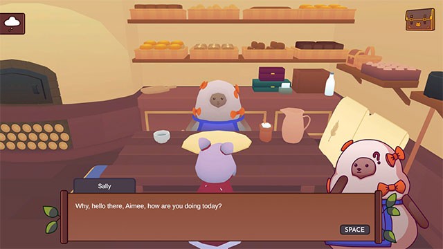 Tương tác với dàn nhân vật đầy màu sắc trong Aimee's Cafe game để tìm ra sự thật