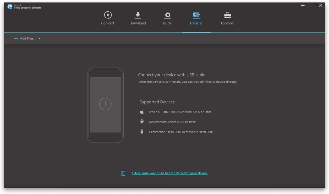 Transfer video Aimersoft Video Converter Ultimate