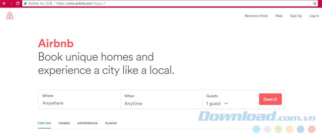 Giao diện ứng dụng Airbnb