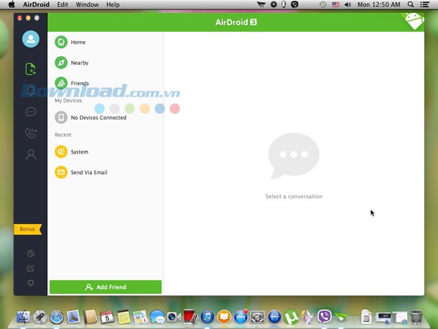 Giao diện của AirDroid cho Mac
