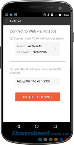 Tạo Hotspot với AirMore