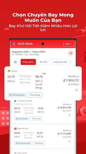 Chọn chuyến bay mong muốn