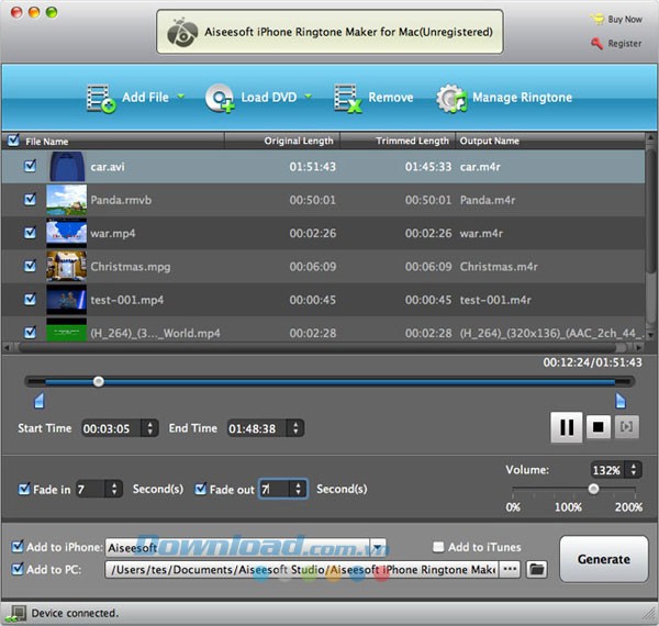 Aiseesoft iPhone Ringtone Maker cho Mac