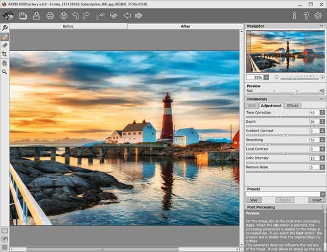 Giao diện AKVIS HDRFactory