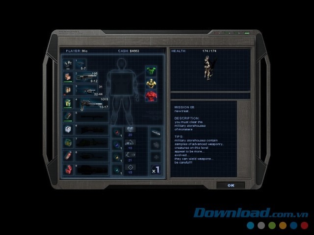 Trang bị cho nhân vật nhiều vật phẩm tuyệt vời trong game hành động bắn súng Alien Shooter: Revisited cho máy tính