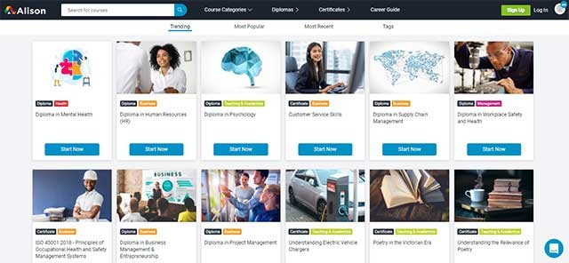 Alison được thiết kế cho những người muốn học các kỹ năng nghề nghiệp