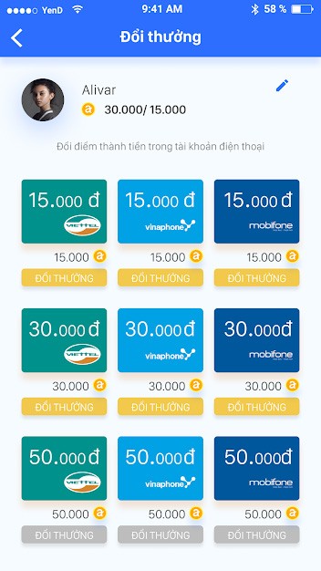 Quy điểm thưởng thành thẻ điện thoại