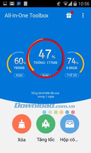 Chạm để giải phóng bộ nhớ với All-In-One Toolbox