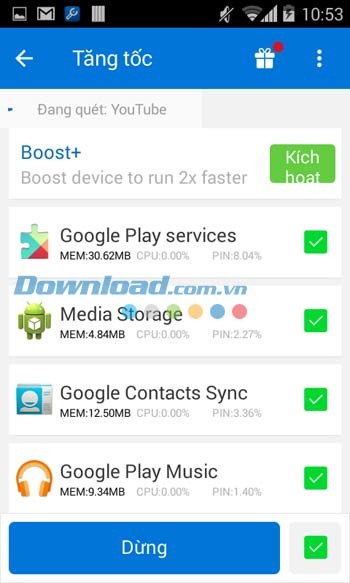 Tính năng tăng tốc trong All-In-One Toolbox