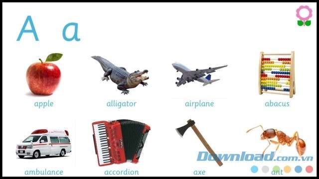 Giao diện sách từ vựng Tiếng Anh điện tử Alphabet Vocabulary Book