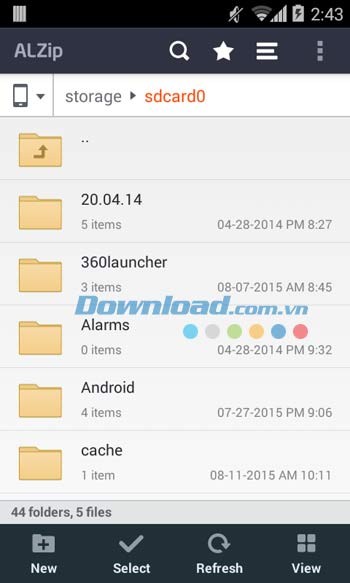 Giao diện ứng dụng ALZip