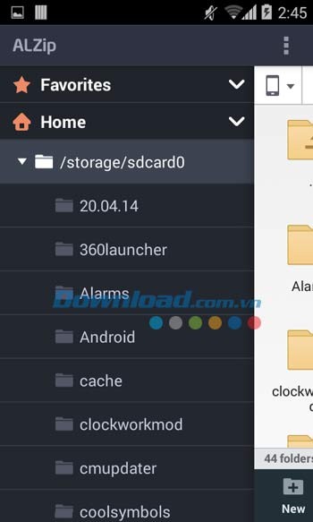Menu chính của ALZip