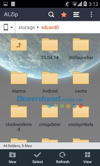 ALZip cho phép thay đổi hình nền giao diện