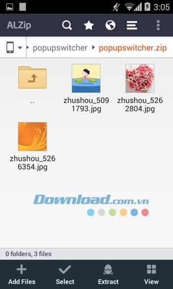 ALZip cho phép xem các hình ảnh ngay trong ứng dụng