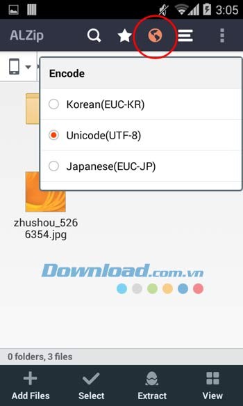 Các bảng mã trong ALZip
