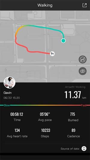 Amazfit theo dõi tuyến đường di chuyển của bạn thông qua GPS