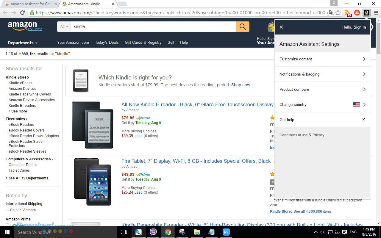 Các lựa chọn thiết lập cài đặt