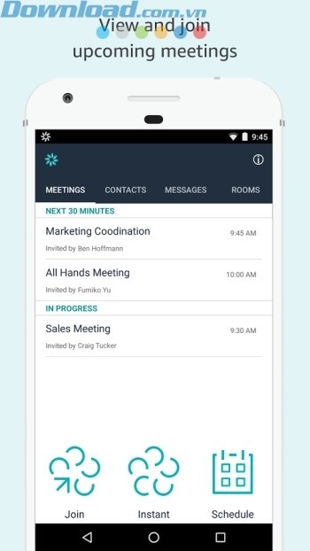 Xem và tham gia cuộc họp sắp diên ra
