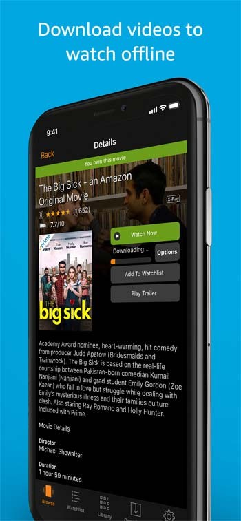 Amazon Prime Video cho phép người dùng tải video để xem offline