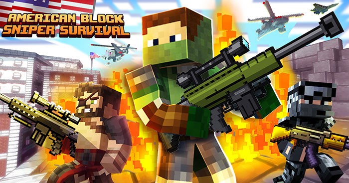 American Block Sniper Survival là một game bắn súng sinh tồn đồ họa khối vuông phong cách Minecraft