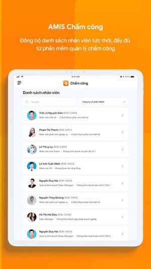 Đồng bộ danh sách nhân viên tức thời