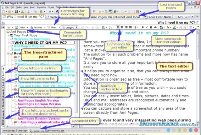Các tính năng chính của ứng dụng quản lý ghi chú Aml Pages