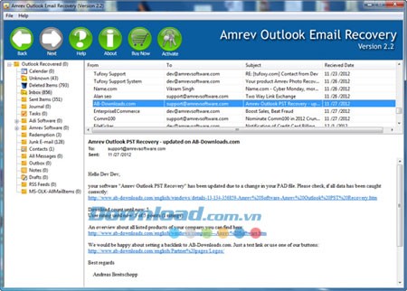 Amrev Outlook email recovery