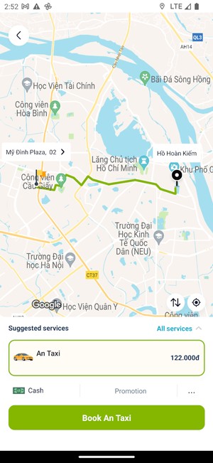 Hiển thị giá cước